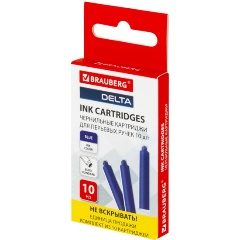 Изображение товара Картриджи чернильные BRAUBERG DELTA, КОМПЛЕКТ 10 штук, СИНИЕ, 143956