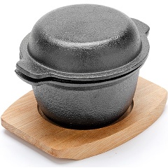 Изображение товара Кастрюля Mayer&Boch чугун с крышкой деревянная подставка 300мл (26801)