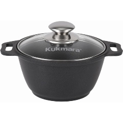Изображение товара Кастрюля Kukmara 1л со стеклянной крышкой из литого алюминия для всех видов плит