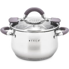 Изображение товара Кастрюля TECO TC-C2900-01G из нержавеющей стали 18 см 2,9 л с крышкой и силиконовыми ручками