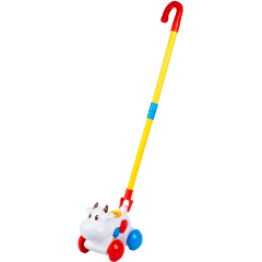 Изображение товара Каталка Bondibon ВВ6189 с ручкой Коровка для детей 1,5 года и старше