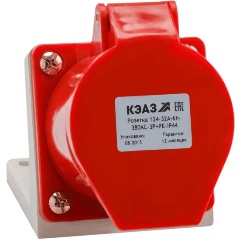 Изображение товара Розетка КЭАЗ 124 32А 380В AC 3P+PE 6ч для монтажа на поверхность IP44, 222756