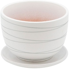 Изображение товара Горшок для цветов Engard с подставкой белый 0.5 л BH-04-8