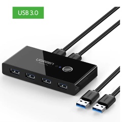 Изображение товара Хаб (разветвитель) UGREEN4хUSB 3.0, с переключателем, черный (30768)