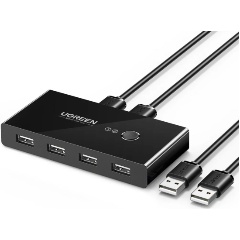 Изображение товара Хаб (разветвитель) UGREEN 4хUSB 2.0, с переключателем, черный(30767)