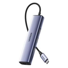 Изображение товара Хаб (разветвитель) UGREEN CM475 USB-C to 3хUSB3.0 Hub+RJ45 Ethernet Adapter, серый (60600)
