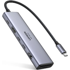 Изображение товара Хаб (разветвитель) UGREEN CM511 7 в 1: USB-C - HDMI+2xUSB-C 3.2+1xUSB-A 3.2+SD/TF+PD, 4Kх60Гц,серый (45521)