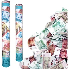 Изображение товара Пневматическая хлопушка ПОИСК Рублевый бум 38 см для праздников и мероприятий