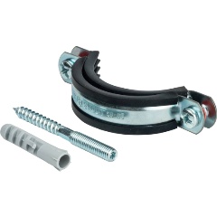 Изображение товара Хомут трубный комплект STOUT: хомут+шпилька шуруп +дюбель пластиковый 2 (59-65)