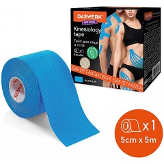 Изображение товара Кинезио тейп DASWERK для лица и тела 5 см х 5 м синий для омоложения и восстановления