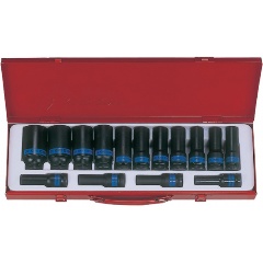 Изображение товара Набор ударных глубоких торцевых головок KING TONY 1/2", шестигранные, 10-32 мм, 15 предметов