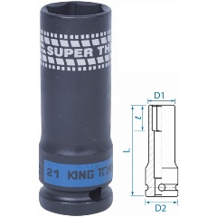 Изображение товара Торцевая головка KING TONY 441521M ударная глубокая 21 мм 1/2" тонкостенная