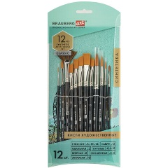 Изображение товара Кисти художественные набор 12 шт., синтетика, BRAUBERG ART CLASSIC, 200963