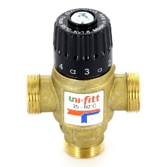 Изображение товара Клапан Uni-Fitt Н 3/4" термосмесительный 35-60°С, смешение боковое, латунный, шт