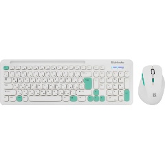 Изображение товара Клавиатура и мышь Defender CERRATO C-978 RU беспроводные белый/голубой (45978)