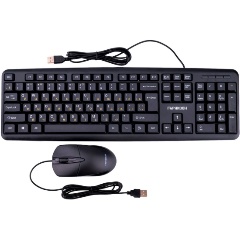 Изображение товара Клавиатура + мышь Гарнизон, проводные, 104кл+3кн, 1000 DPI, 1.8м, черный (GKS-122)