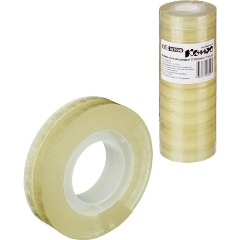 Изображение товара Канцелярская клейкая лента Комус 12х33, 12 шт/уп, прозрачная, 33 м