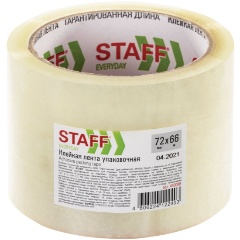 Изображение товара Клейкая лента упаковочная Staff 72 мм x 66 м, 40 мкм, прозрачная
