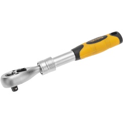 Изображение товара Ключ-трещотка телескопический KRANZ 1/4", 16-21 см, CrV, двухкомпонентная рукоятка