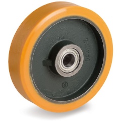 Изображение товара Колесо большегрузное Tellure Rota 642157 под ось, диаметр 250мм, грузоподъемность 1500кг, полиуретан TR, чугун, подшипник в комплекте