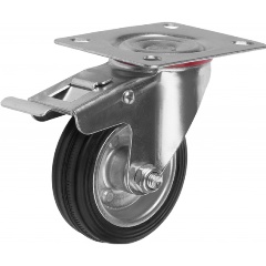 Изображение товара Колесо поворотное Стелла-техник 4003-75 с тормозом, диаметр 75мм, грузоподъемность 50кг, резина, металл