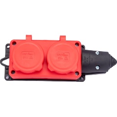 Изображение товара Колодка удлинителя UNIVersal 2-м Компакт 1ф с заглушками каучук красн. 3072