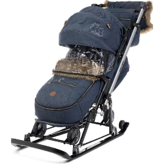 Изображение товара Санки-коляска Nika J1 Синий с котятами