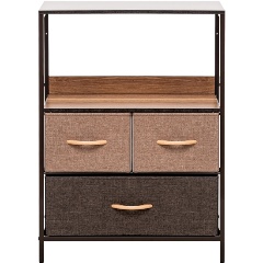 Изображение товара Комод Leset Локи 3 ящ. с полкой, Каркас Коричневый, Бежевый/Светло-коричневый/Темно-коричневый