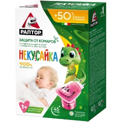 Изображение товара Фумигатор РАПТОР Некусайка детский, от комаров, в комплекте с жидкостью, 45 ночей