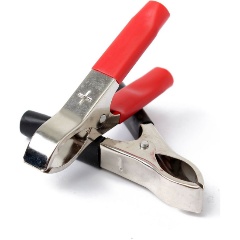 Изображение товара Комплект зажимов Крокодил ВЫМПЕЛ 75 мм красный и черный для пайки