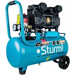 Изображение товара Малошумный компрессор Sturm! AC93224OL 2-х цилиндровый безмасляный мощность 1.5 кВт 24л 8Бар