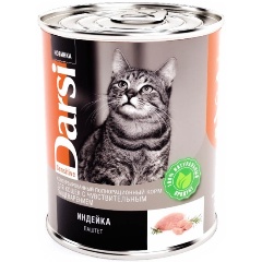 Изображение товара Корм влажный для кошек DARSI с индейкой 12шт 340 г для чувствительного пищеварения