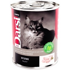 Изображение товара Корм влажный (паштет) для взрослых кошек DARSI Кролик, 12шт.*340 г