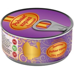 Изображение товара Корм влажный РОДНЫЕ КОРМА для щенков, знатные 100 % индейка 100 г