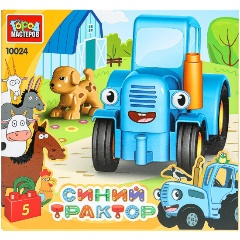 Изображение товара Конструктор ГОРОД МАСТЕРОВ Большие кубики Синий Трактор с собакой 5 деталей