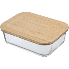 Изображение товара Контейнер для еды стеклянный Smart Solutions с крышкой из бамбука, 1520 мл