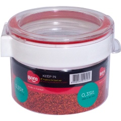 Изображение товара Контейнер круглый BORA 40х92 мм, полоса красная, пластик 0,35 л
