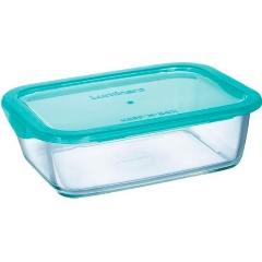 Изображение товара Контейнер прямоугольный LUMINARC KEEP'N'BOX стеклянный, крышка на защелках, бирюза, 820мл