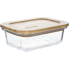 Изображение товара Контейнер TalleR TR-38132 640мл из боросиликатного стекла с бамбуковой крышкой