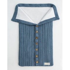 Изображение товара Конверт Amarobaby Pure Love Snap вязаный утепленный на выписку, джинс, 75 см.