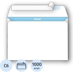 Изображение товара Конверт белый С6 стрип 114х162 80г КОМУС 1000шт/ уп