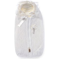 Изображение товара Конверт вязанный Ups Pups на молнии с крупной вязкой U14-32, белый