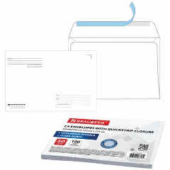 Изображение товара Конверты BRAUBERG С4 (229х324 мм), отрывная лента, Куда-Кому, внутренняя запечатка, 100 г/м2, КОМПЛЕКТ 50 шт.