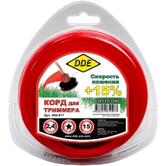 Изображение товара Корд триммерный в блистере DDE "Speed line" (звезда) 2,4 мм х 15 м, красный