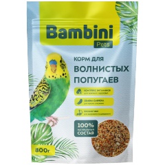 Изображение товара Корм Bambini Pets для волнистых попугайчиков, 800 г