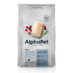 Изображение товара Корм сухой AlphaPet Superpremium MONOPROTEIN полнорационный из белой рыбы для взрослых кошек 3 кг