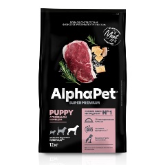 Изображение товара AlphaPet Superpremium сухой корм говядина и рубец для собак крупных пород 12 кг