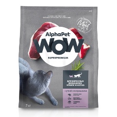 Изображение товара Сухой корм AlphaPet WOW Superpremium для взрослых кошек с уткой 7 кг