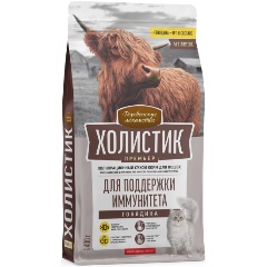 Изображение товара Корм сухой ДЕРЕВЕНСКИЕ ЛАКОМСТВА ХОЛИСТИК ПРЕМЬЕР полнорационный, для поддержки иммунитета кошек с говядиной, 400 г