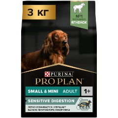 Изображение товара Pro Plan Сухой корм для собак мелких пород чувствительное пищеварение ягненок 3 кг